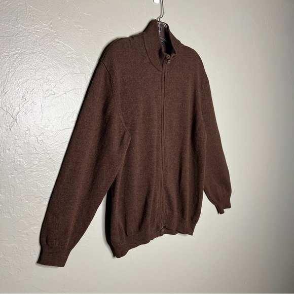 Scott Barber Wool Brown Full Zip Cardigan Sweater - Picture 2 of 6